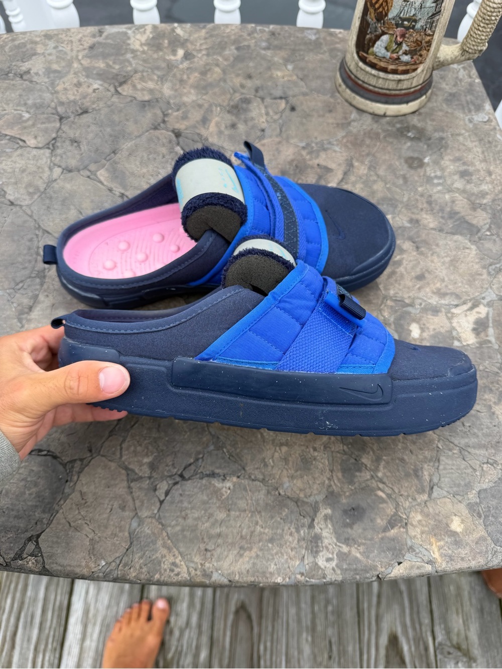 Nike Mens Navy & Royal Blue Slip-On Sandal